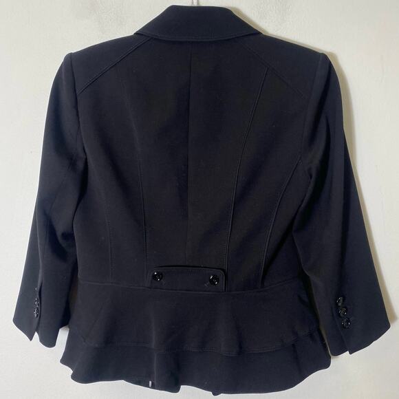 Black Structured Blazer White Black Sz 4 - Picture 2 of 3